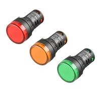 Heschen Luz piloto indicadora LED de 22 mm, AD16-22D/S, 24 V CC 20 mA, color rojo, verde y amarillo, paquete de 3