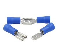 Heschen Macho/Hembra desconexiones rápidas con aislamiento de vinilo, FDD+MDD2-187, 4,8 x 0,5 mm, terminal de cable para 1,5-2,5 mm² (16-14 AWG), azul, 100 unidades