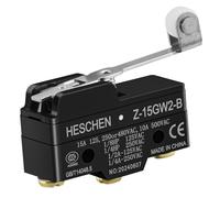 Heschen Microinterruptor Z-15GW2-B Palanca de rodillo de bisagra 3 Terminal de tornillo 0.5mm Espacio de contacto 15A Corriente nominal