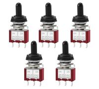 Heschen Mini interruptor de palanca momentánea MTS-123, (ON)-OFF-(ON) SPDT, 3 pines, 2A 250V, 5A 120V, con cubierta impermeable, paquete de 5