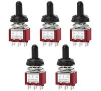 Heschen MTS-223 - Interruptor momentáneo (ON)-OFF-(ON),6 clavijas, 2 A, 250 V, 6 A, 125 V, 5 unidades,Con tapa impermeable