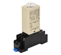 Heschen Relé de retardo de temporizador H3Y-2 12 V CC 0-10 minutos 250 V CA 5 A terminal de 8 pines DPDT con base de enchufe de riel DIN DYF08 de 35 mm