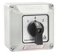 Heschen Selector de levas rotatorio universal, SZW26-20/D202.2D, 660V 20A ON-OFF-ON 3 posiciones, 2 fases 8 terminales, con interruptor principal carcasa exterior (Caja más grande)