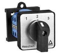 Heschen Selector de levas universal, SZW26-20/123.3-B11R, montaje en carril DIN de 35 mm, 660 V, 20 A, 3 posiciones, 3 fases, 12 terminales CE/TUV listados
