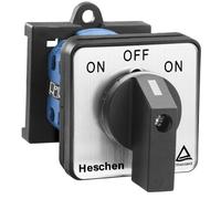 Heschen Selector de levas universal SZW26-20/B202.2-B11R, (ON)-OFF-(ON), montaje en carril DIN de 35 mm, a presión, 660 V 20 A, 3 posiciones, 2 fases, 8 terminales, certificado CE/TUV