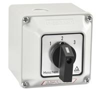 Heschen SZW26-20-123.3D-BX - Selector de levas universal (660 V, 20 A, encendido y apagado, 3 posiciones, 12 terminales, con caja exterior con interruptor principal, CE