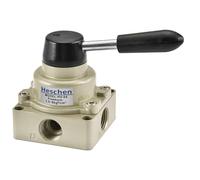 Heschen - Válvula de mano giratoria HV-04 PT1/2 3 posiciones, válvula de control de flujo de aire de 4 vías