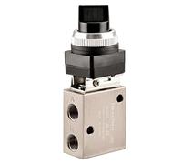 Heschen Válvula mecánica neumática con perilla selectiva, JM-05, 3 vías y 2 posiciones, PT1/4 pulgadas, normalmente cerrada