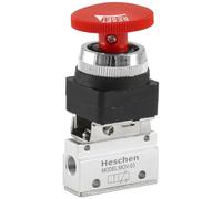 Heschen Válvula mecánica neumática MOV-03, puerto de rosca G1/8", 3 vías 2 posiciones, válvula de botón de bloqueo de hongo rojo
