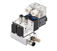 Heschen Válvula solenoide gemela neumática eléctrica, 3V210-08, DC24V, PT1/4, 3/2 vías, conjunto de accesorios rápidos del silenciador de la base del colector
