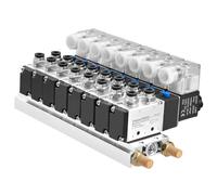 Heschen Válvula solenoide integrada de 8 espacios 4V210-08, DC24V, PT1/4 pulgadas, 5 posiciones 2 posiciones, con silenciador de base, juego de accesorios rápidos