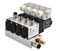 Heschen Válvula solenoide neumática eléctrica 4, 3V210-08, DC12V, PT1/4, 3/2 vías, conjunto de accesorios rápidos de silenciador base colector