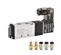 Heschen Válvula solenoide neumática eléctrica 4V110-06 12VDC PT1/8 5 vías 2 posiciones bobina única operada por piloto, CE eléctrico con accesorios y silenciador