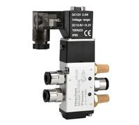 Heschen Válvula solenoide neumática eléctrica 4V110-06 24VDC PT1/8 5 vías 2 posiciones bobina única operada por piloto, CE eléctrico con accesorios y silenciador