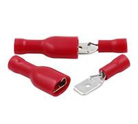 Heschen Vinil de desconexiones rápidas macho/hembra totalmente aislado, FDFD+MDD1.25-250, terminal de cable de 6.3 x 0.8 mm, para 0.5-1.5 mm² (22-16 AWG), rojo, paquete de 100 unidades