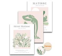 HesenDot Matisse - 3 carteles de pared abstractos, sin marco, verde salvia, impresión sobre lienzo de calidad para 30 x 40 cm, carteles artísticos para baño, salón, dormitorio
