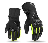HESHUWEN Guantes Moto Guantes de Motocicleta Invierno Impermeables y cálidos for Hombre, Guantes Moto Dedos completos, Pantalla táctil, Montar en(WN-01 Green Gloves,XXL)