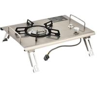 HESHUWEN Mesa Plegable Camping Mesa de Camping Plegable Multifuncional Juego Completo Rollo Brasero Ajustable(Silver Stove Only)