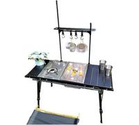 HESHUWEN Mesa Plegable Camping Mesa de Camping Plegable Multifuncional Juego Completo Rollo Brasero Ajustable(Lamp Holder Only)