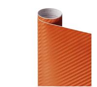 HESHUWEN Vinilo para Coche Vinilo 3D de Fibra Carbono Varios tamaños, película for Muebles, Pegatina for Coche, for Motocicleta, Estilo automóvil, Tubo Plateado Blanco y Negro(Orange,10cm x 1M)