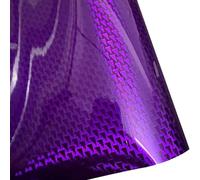 HESHUYAN Vinilo Coche Pegatina de Fibra Carbono Plateada con patrón Dorado, Rojo, Azul, Verde, púrpura, Alto Brillo, películas for carrocería Coche, Envoltura película Vinilo for(Purple,50cm X 152cm)