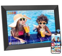 Hesmor 64GB Marco de Fotos Digital WiFi 10,1 Pulgadas Pantalla Táctil Marco Digital IPS 1280 x 800 Rotación Auto Frameo Portaretratos Digitales de Fotos Inteligente Soporte Foto, Música, Video, Negro