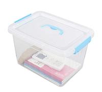 Hespapa Contenedor de almacenamiento de 12 cuartos de galón, caja de cierre de plástico con tapa transparente, mango azul y pestillos