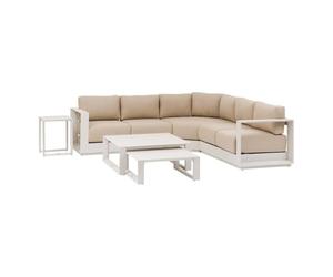 Hespéride - Conjunto de jardín esquinero Allure Oat de 5 plazas, Resistente a la corrosión, Cojines extraíbles, Tejido Impermeable, Muebles para terraza y balcón