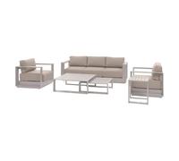 Hespéride - Conjunto de Muebles de jardín Allure Oat de 5 plazas, Cojines Resistentes a la corrosión, extraíbles e Impermeables, 1 sofá, 2 mesas de Centro, 1 Mesa Auxiliar