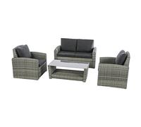 Hespéride - Conjunto de Muebles de jardín Polynesia Havana - Resina Tejida, Vidrio Templado - 4 plazas - para Uso Exterior y Patio