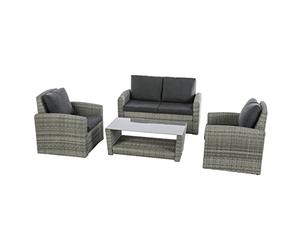 Hespéride - Conjunto de Muebles de jardín Polynesia Havana - Resina Tejida, Vidrio Templado - 4 plazas - para Uso Exterior y Patio