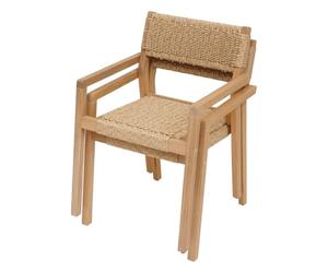 HESPERIDE - Juego de 2 sillones apilables Temeira Acacia Beige, de Resina sintética Trenzada, fáciles de Guardar, para jardín, terraza y balcón