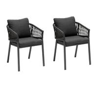 Hespéride - Juego de 2 sillones de jardín Oriengo, Antracita y Grafito - Resistentes a la corrosión - Malla Tejida - Tejido hidrófugo - Cojines desenfundables