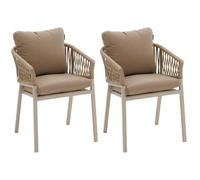 Hespéride - Juego de 2 sillones de jardín Oriengo Beige y Arcilla, Tejido Resistente al óxido e hidrófugo, Cojines desenfundables, mobiliario para terraza y balcón