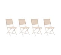 Hespéride - Juego de 4 sillas de jardín Plegables Essentia de Lino Beige - Aluminio Texaline - Dimensiones 45 x 57 x 90 cm - Mobiliario de Exterior Plegable