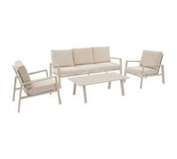 Hespéride - Luzane - Conjunto de salón de jardín bajo de 5 plazas, Color Beige Arcilla - Aluminio y poliéster Reciclado - Muebles de Exterior para jardín y Patio