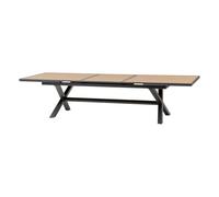 Hespéride - Mesa de jardín Extensible Axiome, 12 Personas, 250 x 113 cm, Aluminio Grafito, Tablero Efecto Madera - para jardín y terraza