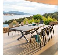 Hespéride - Mesa de jardín Extensible Axiome, Gris Oscuro - 10 plazas - Aluminio con Revestimiento epoxi Inoxidable - Mobiliario de Exterior de extensión automática