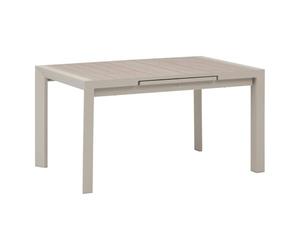 Hespéride - Mesa de jardín Extensible évasion en Efecto Lino y Madera de Arcilla, con Capacidad para 8 Personas en Lates de Aluminio