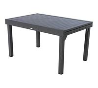 HESPERIDE - Mesa de jardín Extensible Piazza, Gris Grafito - 10 plazas - Aluminio Inoxidable - Extensión Deslizante - Muebles de Exterior