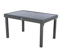 HESPERIDE - Mesa de jardín Extensible Piazza, Gris Grafito - 10 plazas - Aluminio Inoxidable, Vidrio Templado - Mobiliario de Exterior con extensión Deslizante