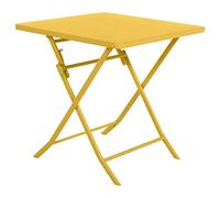 HESPERIDE - Mesa de jardín Plegable Cuadrada Greensboro para 2 Personas, Color Amarillo Mostaza - Acero Reforzado Inoxidable - Muebles para jardín, balcón y terraza.