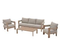 Hespéride - Oryna - Conjunto de jardín de 5 plazas, Color Beige/Miel - Aluminio Resistente a la corrosión - Fundas de cojín extraíbles e Impermeables - Patas Ajustables - Muebles de Exterior para