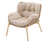 Hespéride - Silla de jardín Meloane Beige - Acero con Recubrimiento epoxi antioxidante y Resina Tejida con Efecto Tweed - Cojines repelentes al Agua - Silla de Exterior para terraza, balcón o Patio