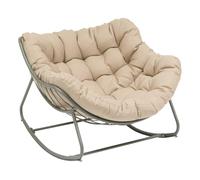 Hespéride - Sillón Balancín Paopao Beige/Verde Laurel - Acero Epoxi Antióxido - Cojín Acolchado Ultrabland - 96x109x83 cm