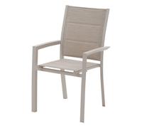 Hespéride - Sillón de jardín apilable Allure Beige y Avena Aluminio y texaline