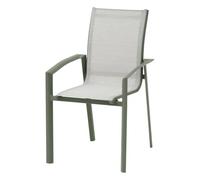 Hespéride - Sillón de jardín apilable axant Verde Oliva y Verde Laurel Aluminio y texaline