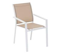 Hespéride - Sillón de jardín apilable essentia de Lino y Aluminio con Revestimiento epoxi Blanco