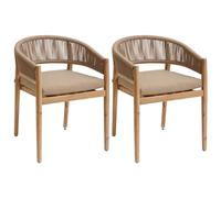 Hespéride Tevio Miel - Juego de 2 sillas de jardín - Aluminio antióxido Acacia antidecoloración - Muebles al Aire Libre terraza balcón