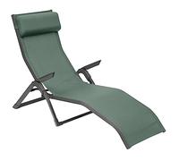 Hespéride Tumbona Decima, Color Oliva/Grafito, Aluminio anticorrosión, Plegable, apilable y reclinable. Ideal para jardín, terraza y Tomar el Sol.